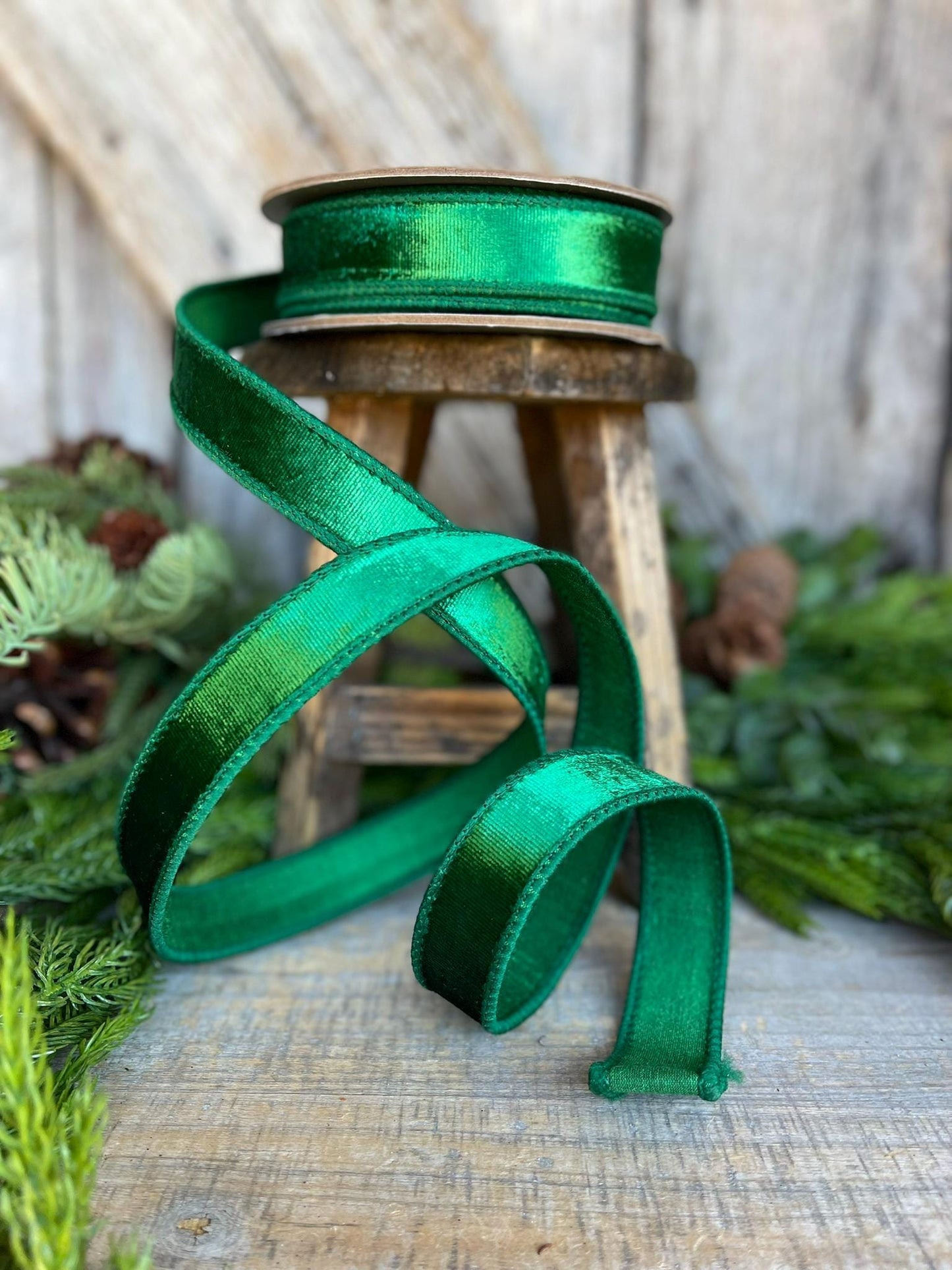 1" Green Velvet Ribbon, Emerald Green Velvet Ribbon, Christmas RIbbon, Dark Green Velvet Ribbon, Designer Ribbon,Gift Wrap Ribbon,Christmas