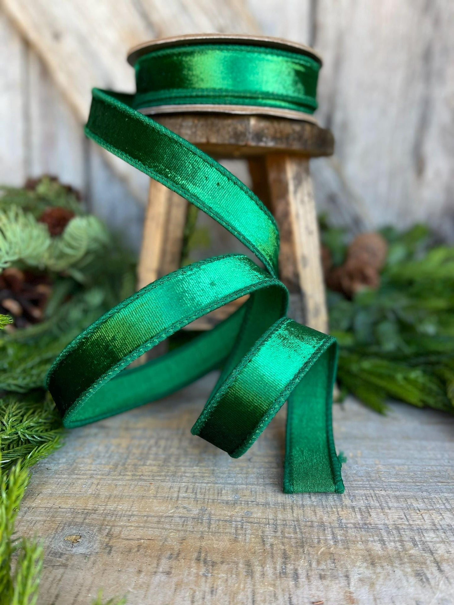 1" Green Velvet Ribbon, Emerald Green Velvet Ribbon, Christmas RIbbon, Dark Green Velvet Ribbon, Designer Ribbon,Gift Wrap Ribbon,Christmas