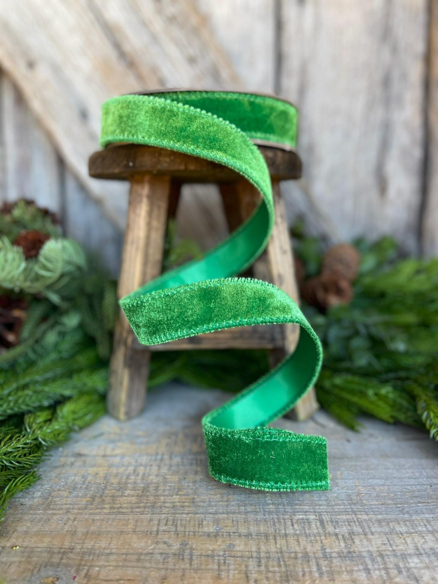 1" Green Velvet Ribbon, Bright Green Velvet Ribbon, Christmas RIbbon, Kelly Green Velvet Ribbon, Designer Ribbon,Gift Wrap Ribbon,Christmas