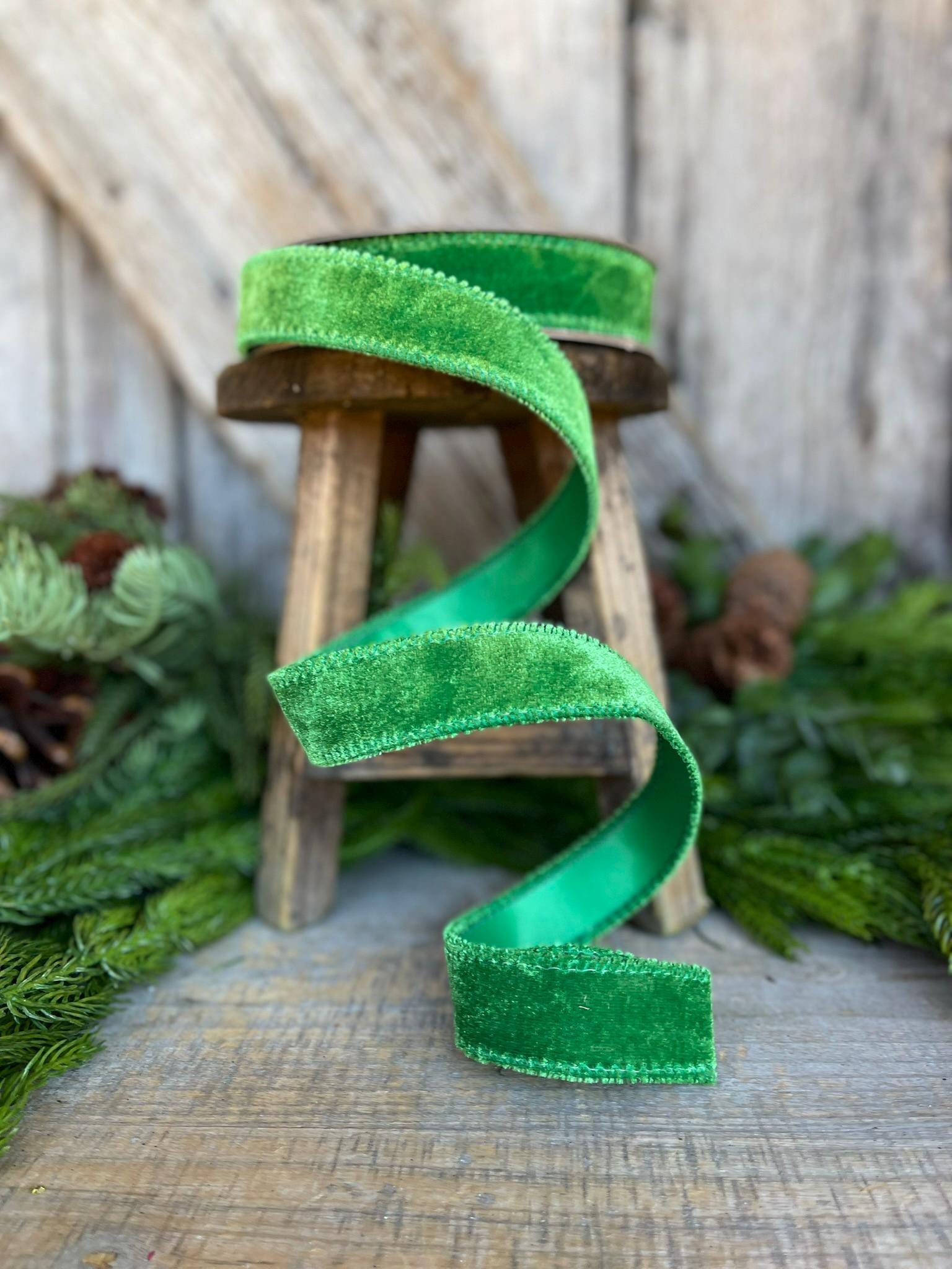 1" Green Velvet Ribbon, Bright Green Velvet Ribbon, Christmas RIbbon, Kelly Green Velvet Ribbon, Designer Ribbon,Gift Wrap Ribbon,Christmas