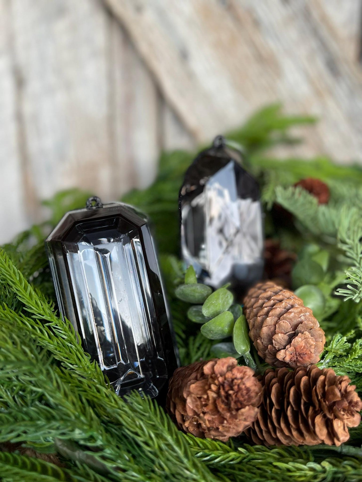 Black Jewel Ornament, Set of 2, Black Jewel Ornaments, Black Ornaments, Gem Ornaments, Black Crystal Ornaments, Christmas Ornaments