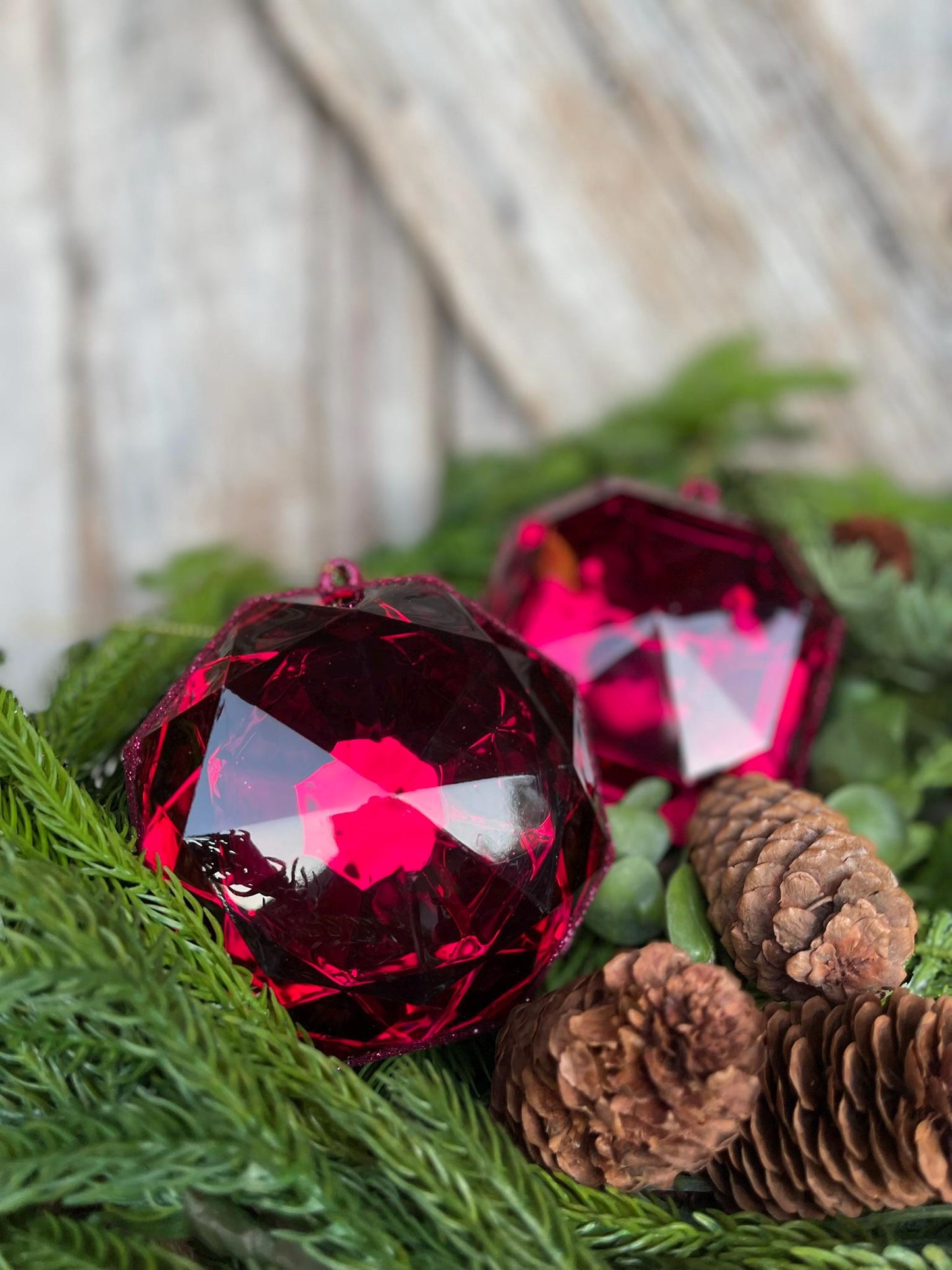 Burgundy Jewel Ornament, Set of 2, Burgundy Jewel Ornaments, Burgundy Ornaments, Gem Ornaments, Burgundy Crystal Ornaments, Christmas