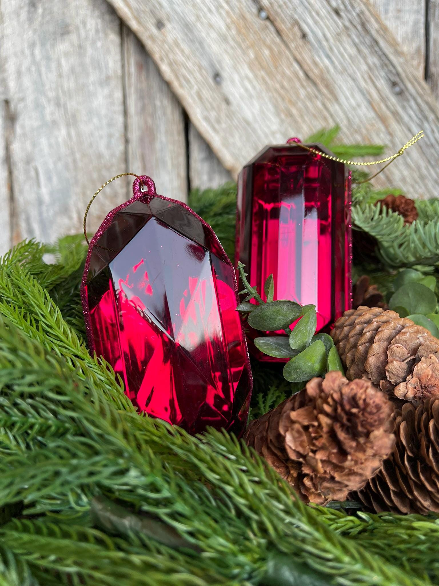 Burgundy Jewel Ornament, Set of 2, Burgundy Jewel Ornaments, Burgundy Ornaments, Gem Ornaments, Burgundy Crystal Ornaments, Christmas