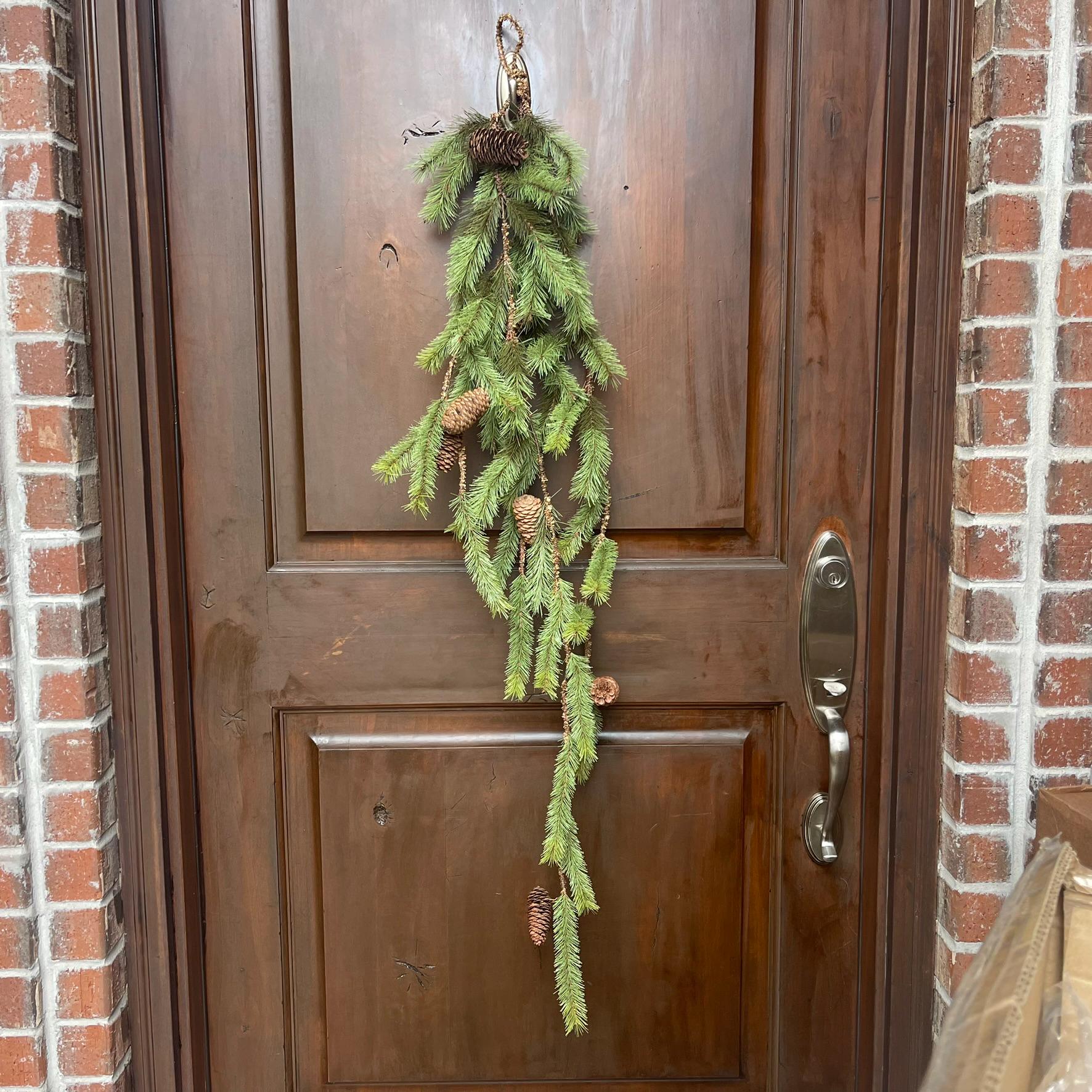 48" Long Needle Pine Hanging Swag, Christmas Pine Swag, Pinecone Swag, Bushy Pine Swag