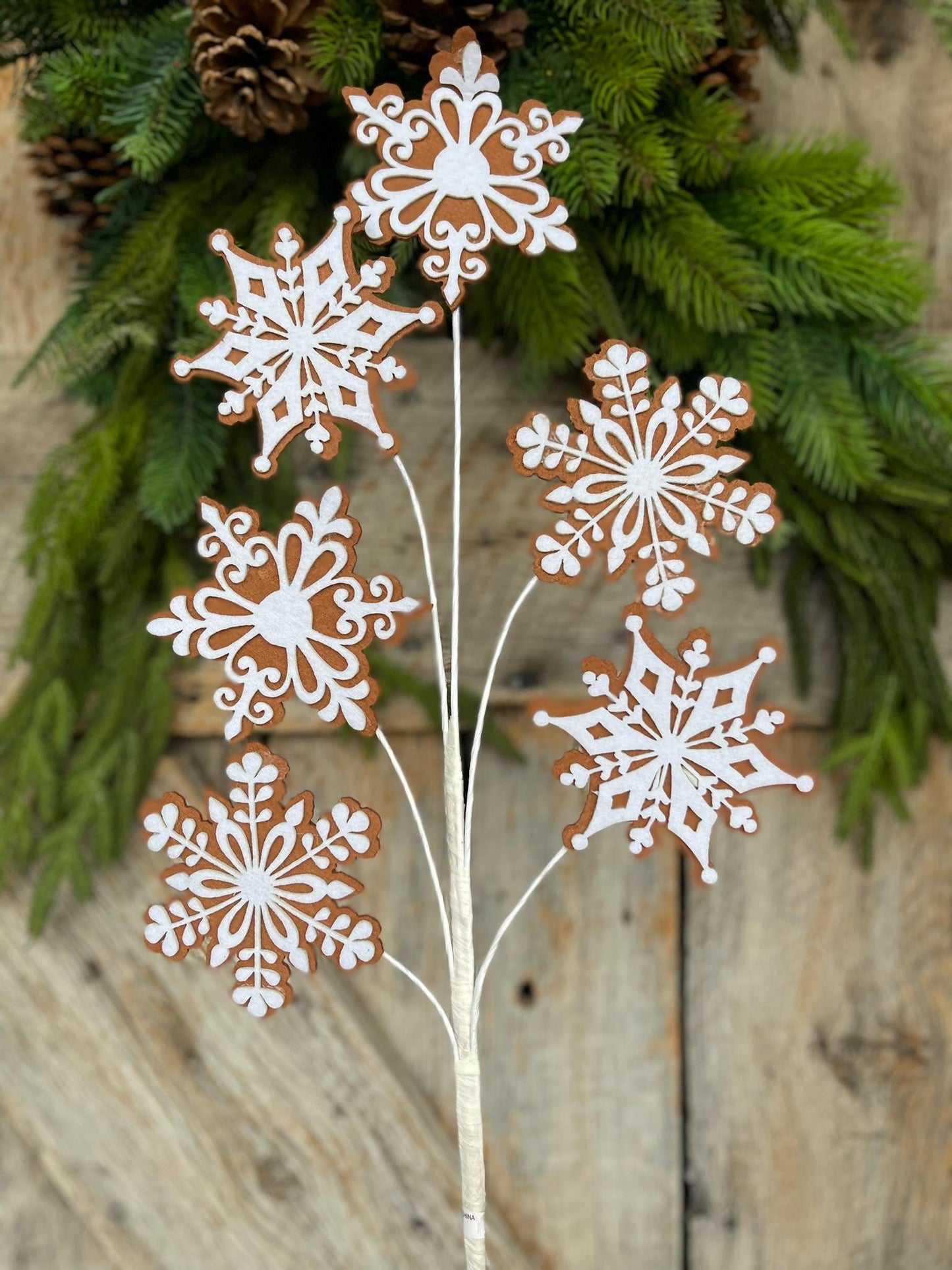 28" Gingerbreak Snowflake Spray, Snowflake Spray