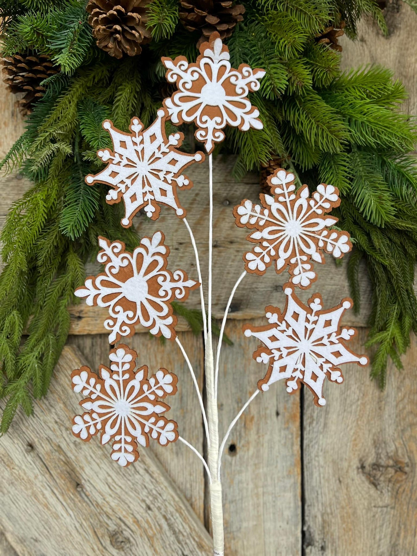 28" Gingerbreak Snowflake Spray, Snowflake Spray