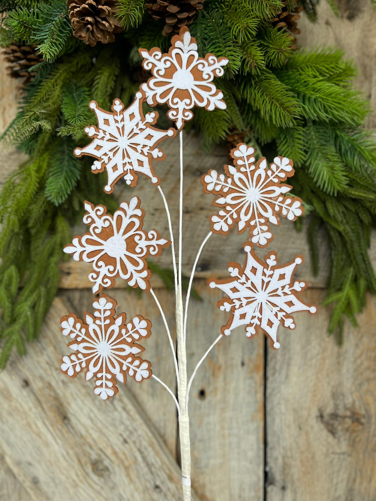 28" Gingerbreak Snowflake Spray, Snowflake Spray