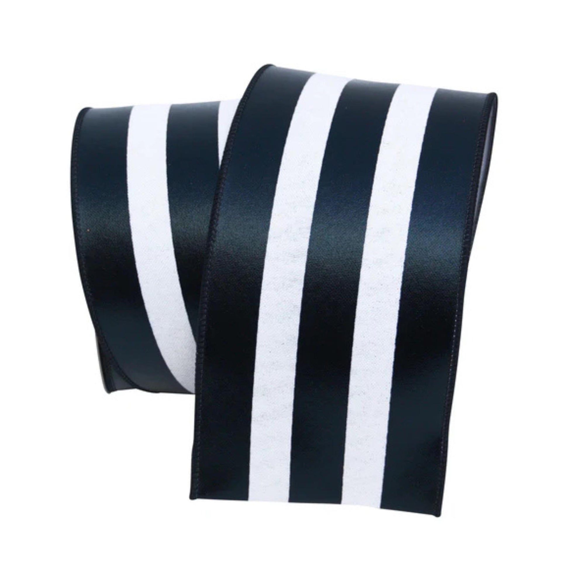 4" Black White Foil Stripe Ribbon, Farrisilk Ribbon, Wired RIbbon, Black WHite Ribbon, Stripe Ribbon, Christmas RIbbon, Designer RIbbon