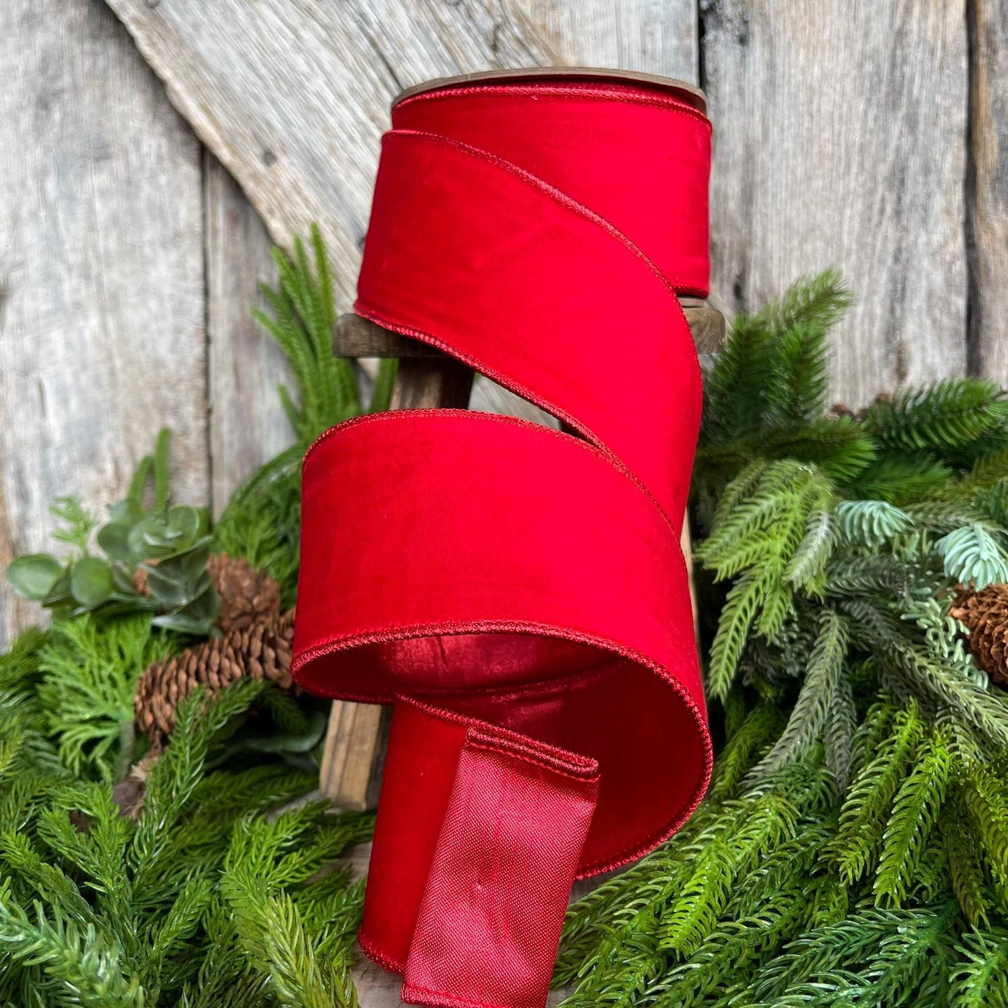 2.5" Red Velvet Ribbon, Christmas Tree Ribbon