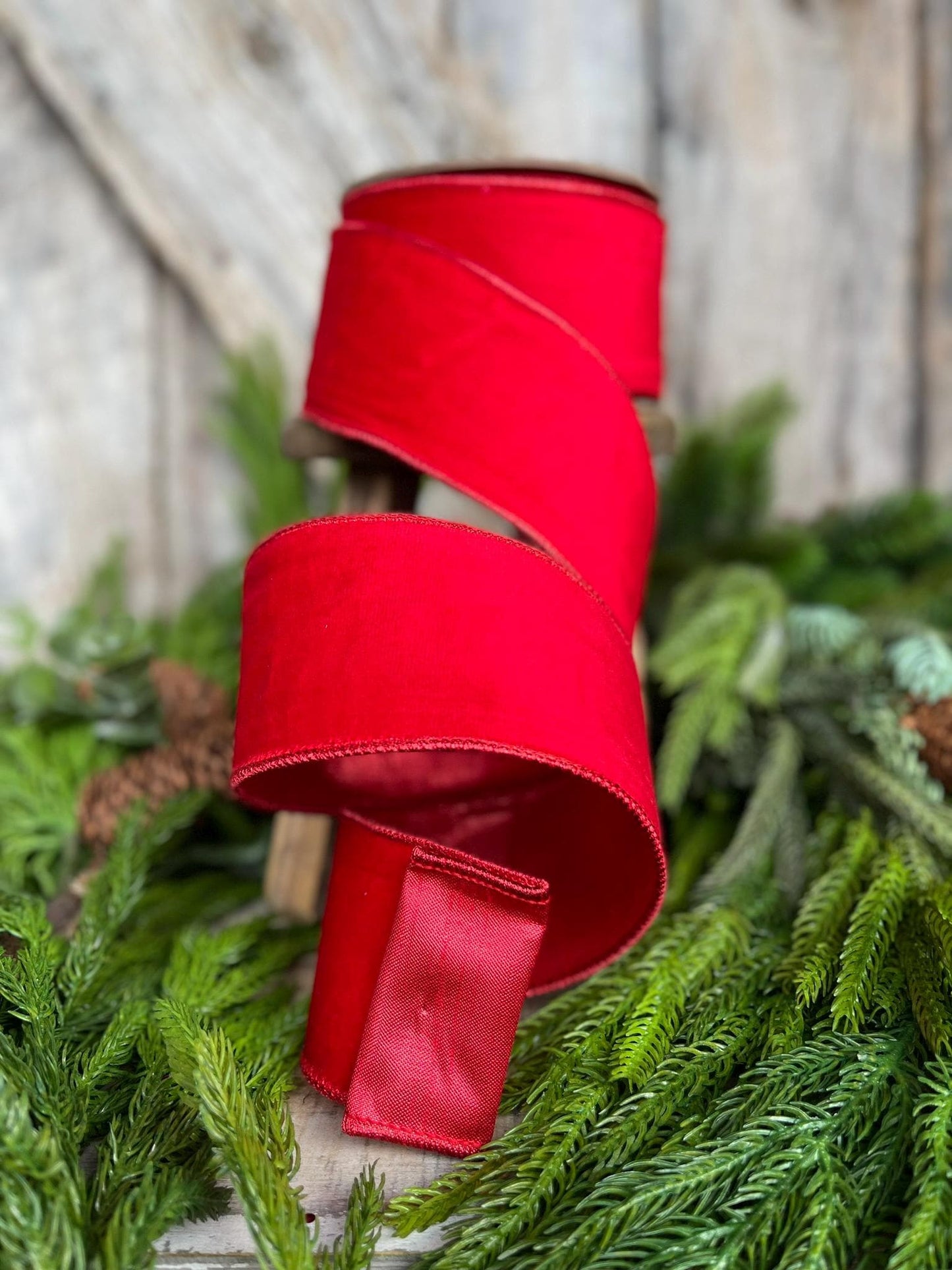 2.5" Red Velvet Ribbon, Christmas Tree Ribbon