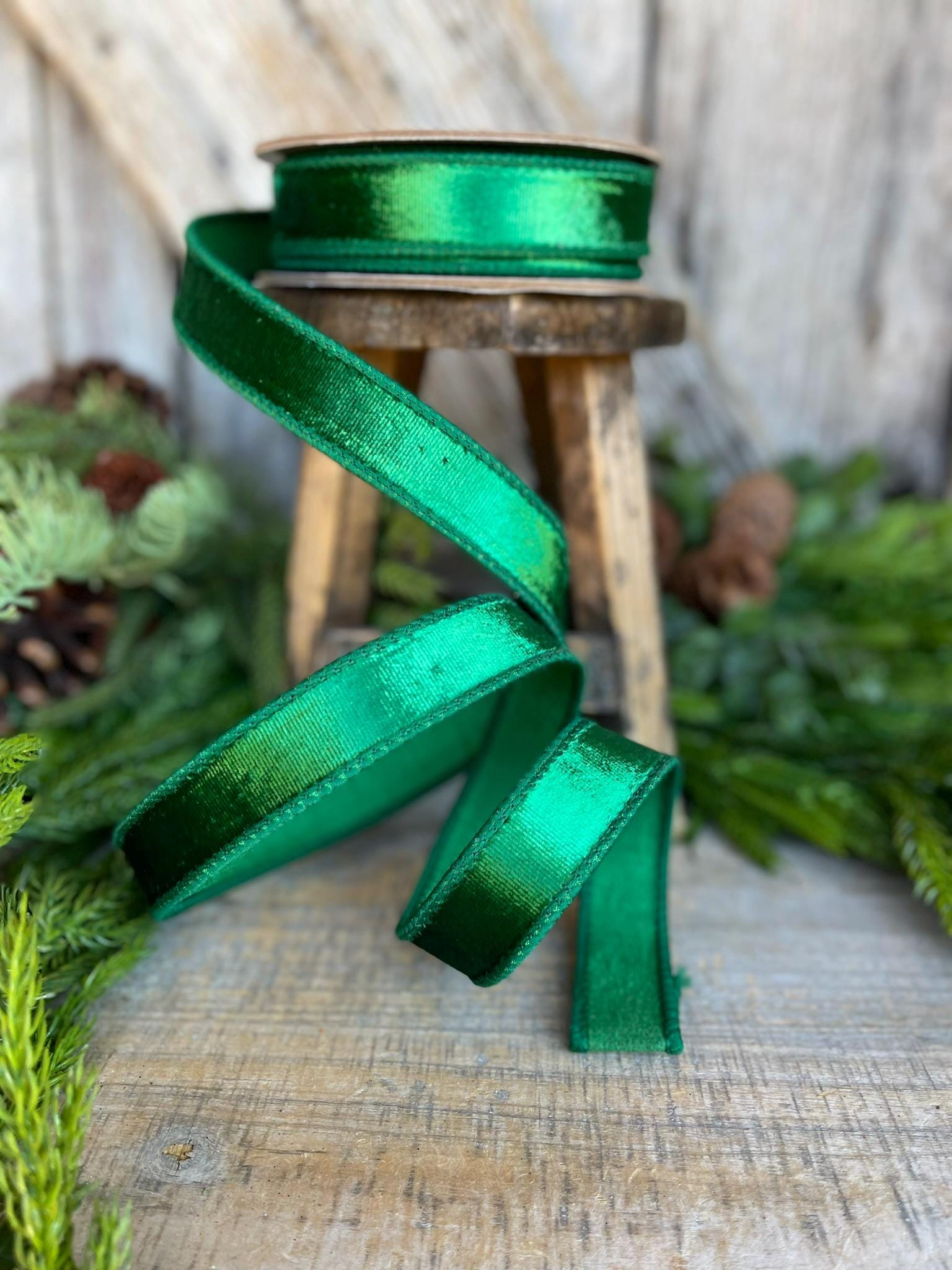 1" Green Velvet Ribbon, Emerald Green Velvet Ribbon, Christmas RIbbon, Dark Green Velvet Ribbon, Designer Ribbon,Gift Wrap Ribbon,Christmas