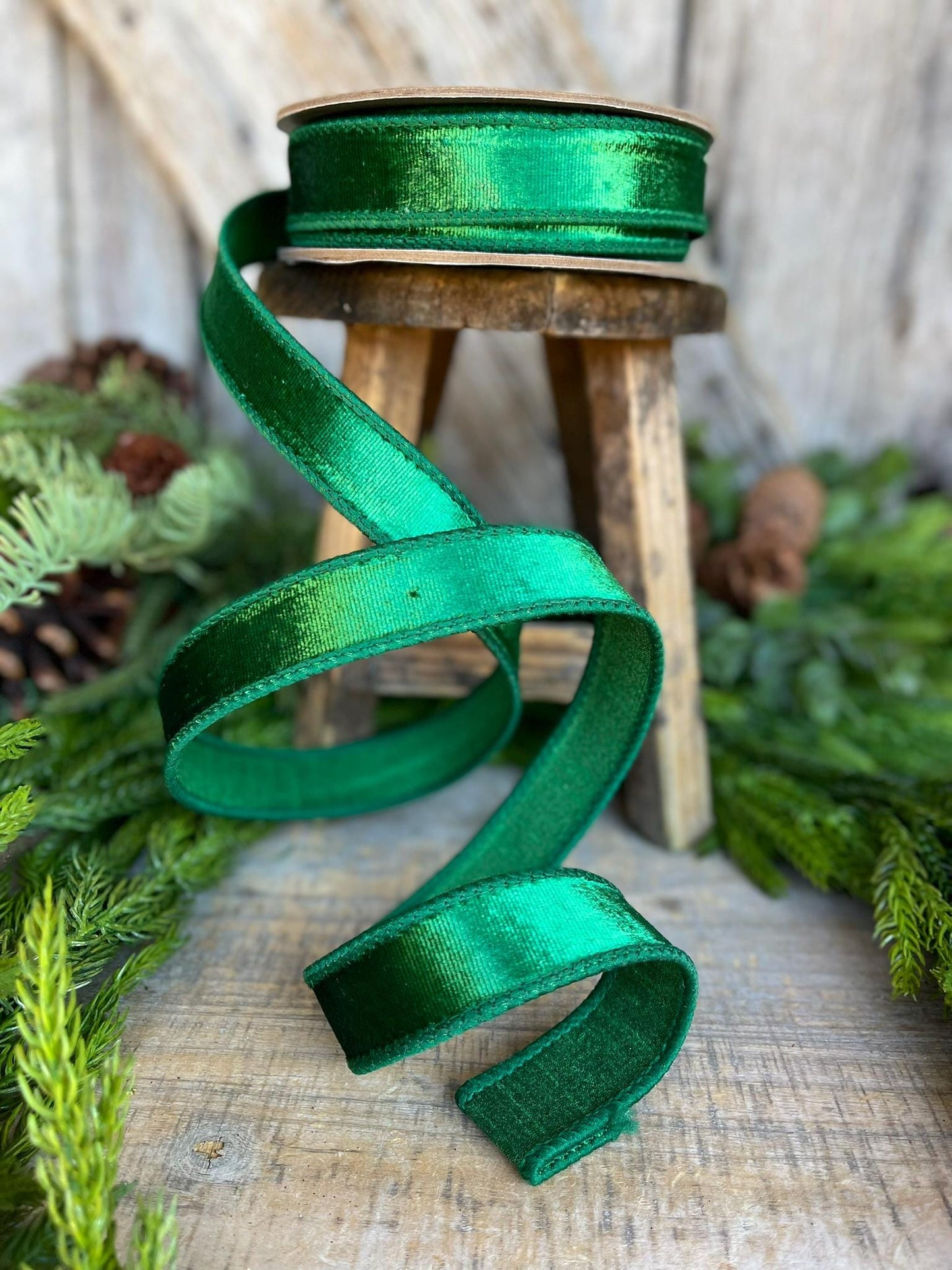 1" Green Velvet Ribbon, Emerald Green Velvet Ribbon, Christmas RIbbon, Dark Green Velvet Ribbon, Designer Ribbon,Gift Wrap Ribbon,Christmas