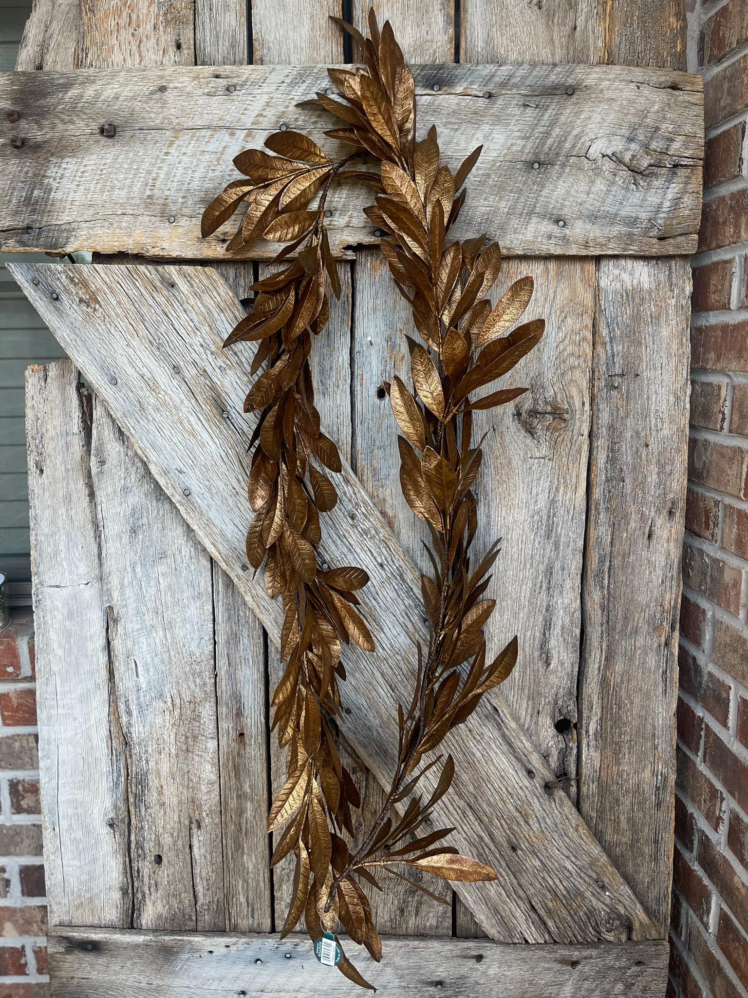 8' Copper Brown Laurel Leaf Garland, CHristmas Tree Garland, Copper Laurel Leaf, Brown Laurel Leaf