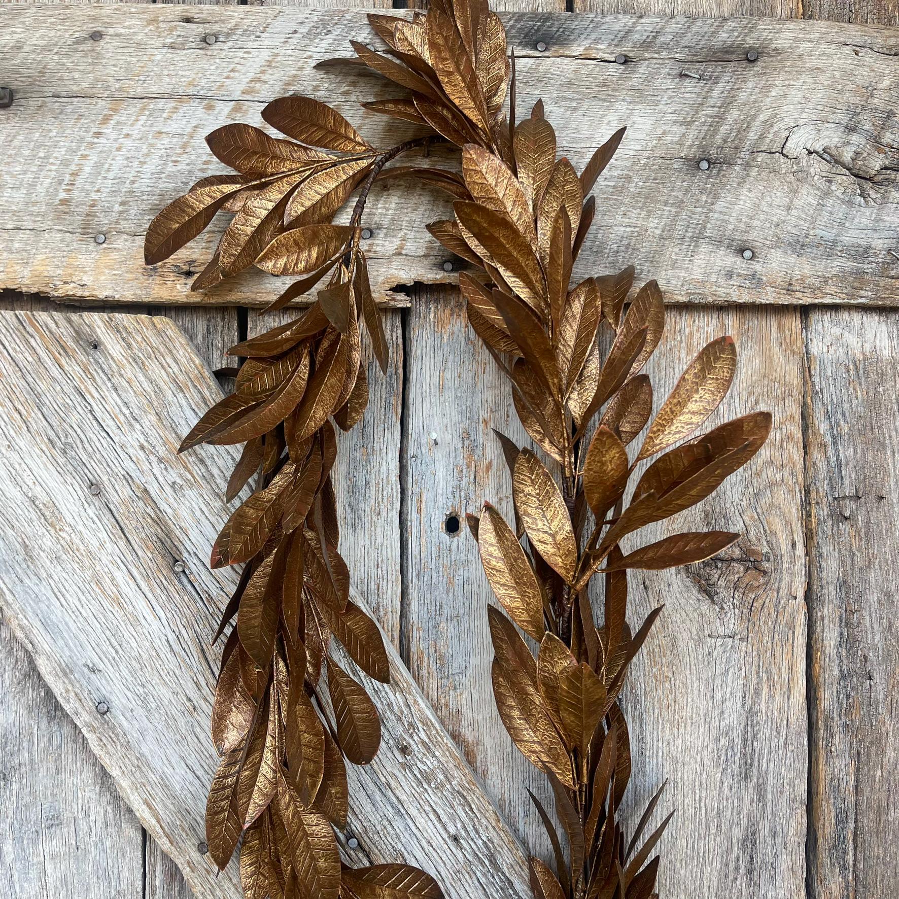 8' Copper Brown Laurel Leaf Garland, CHristmas Tree Garland, Copper Laurel Leaf, Brown Laurel Leaf