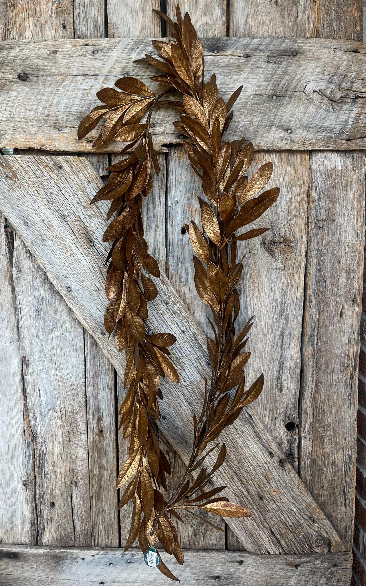 8' Copper Brown Laurel Leaf Garland, CHristmas Tree Garland, Copper Laurel Leaf, Brown Laurel Leaf