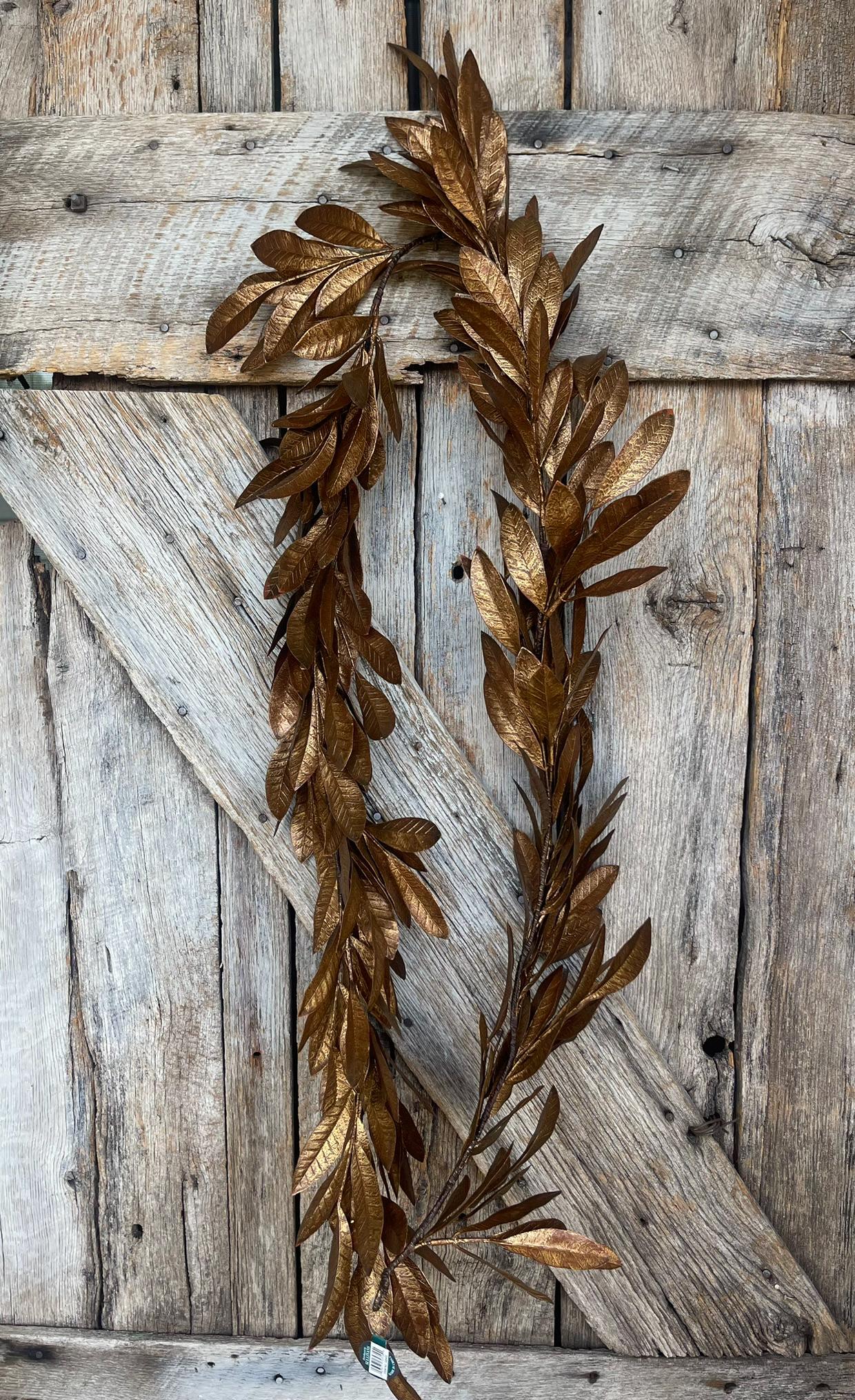 8' Copper Brown Laurel Leaf Garland, CHristmas Tree Garland, Copper Laurel Leaf, Brown Laurel Leaf