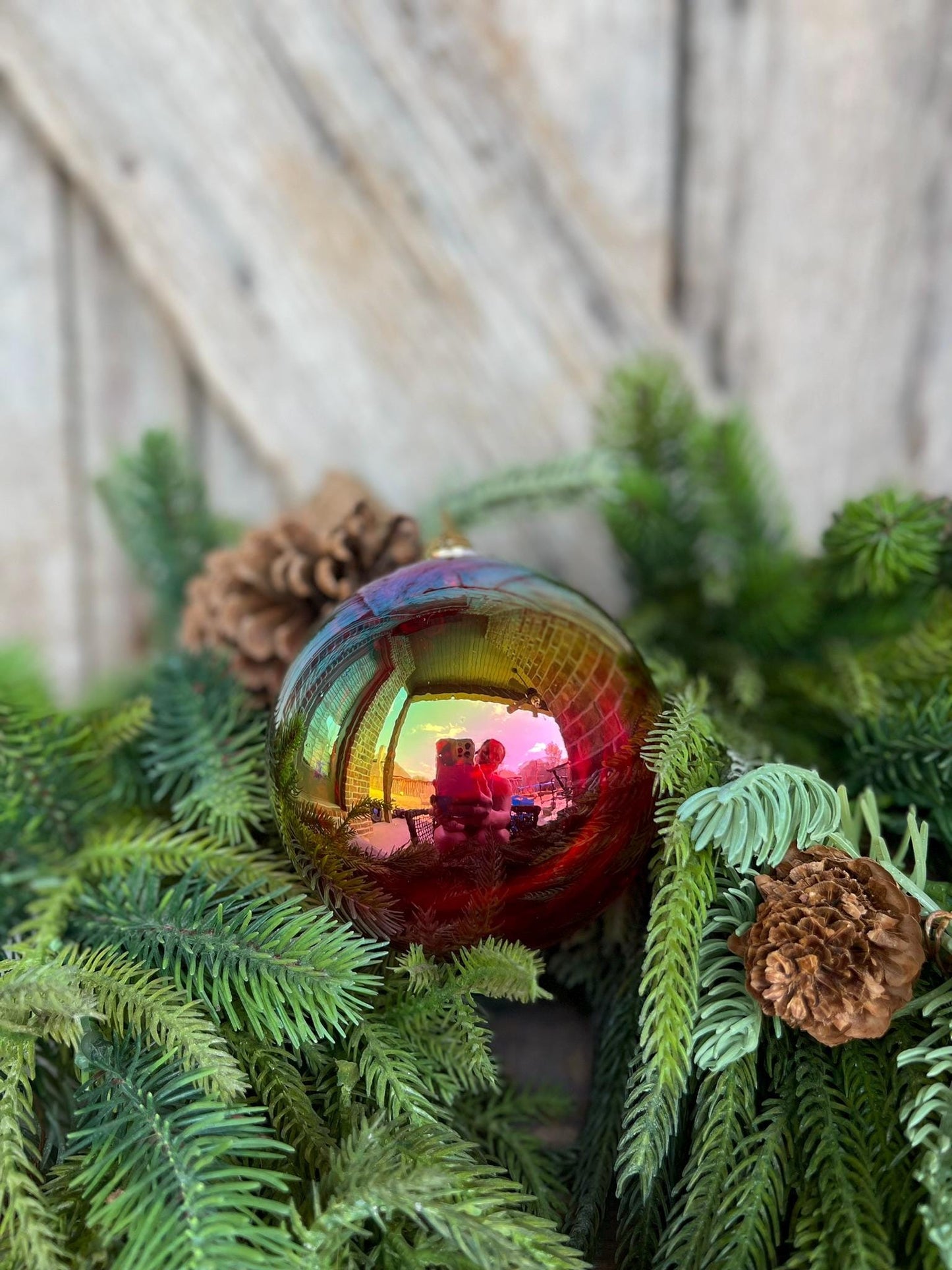 4" Iridescent Red Ornament, Farrisilk Ornament, Shatterproof Ornament, Red Ornament, Iridescent Ornament, Multi Colored Ornament, CX663-02