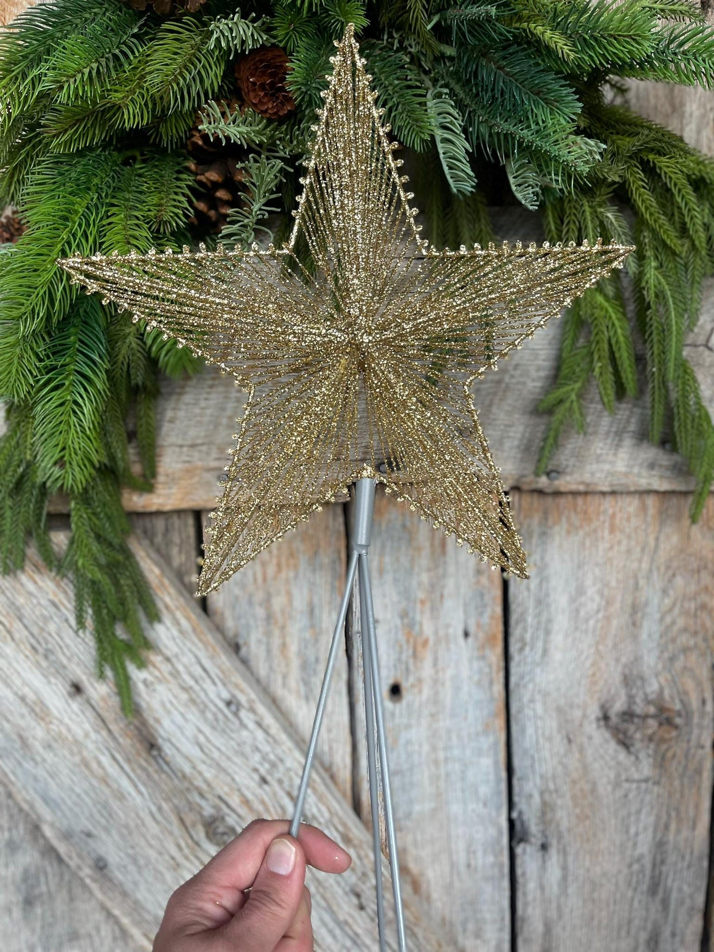 12" Platinum Gold Star Tree Topper, Star for Top Of Tree, Farrisilk Star, Gold Star for Tree, Christmas Tree Star, CX064-51