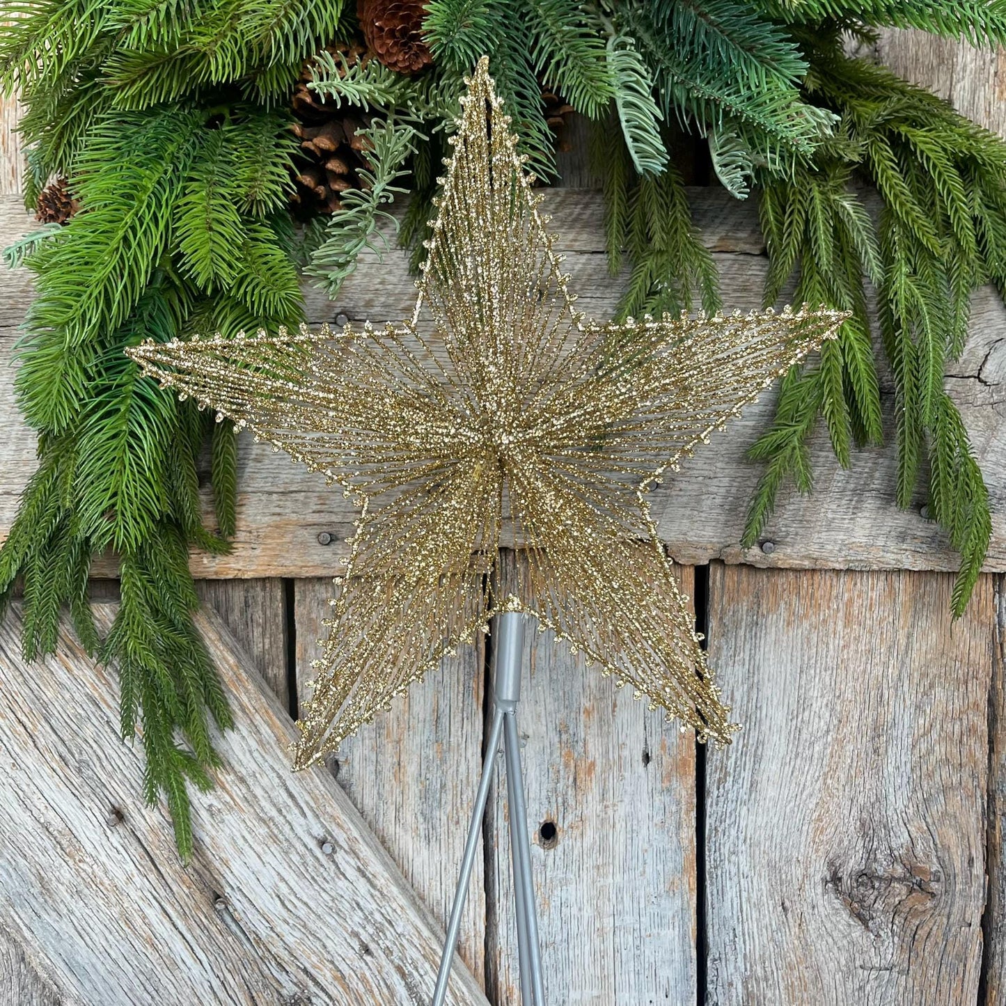 12" Platinum Gold Star Tree Topper, Star for Top Of Tree, Farrisilk Star, Gold Star for Tree, Christmas Tree Star, CX064-51