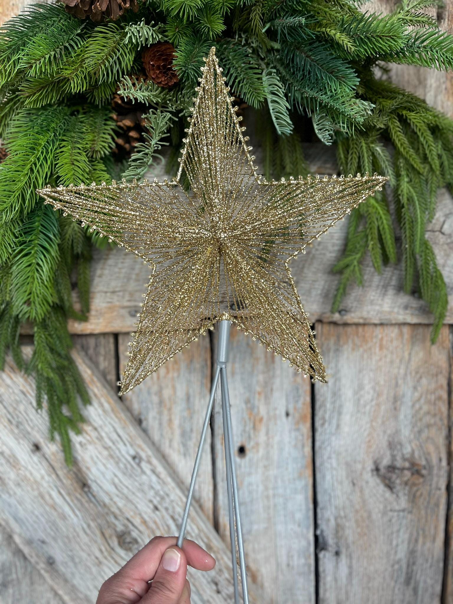 12" Platinum Gold Star Tree Topper, Star for Top Of Tree, Farrisilk Star, Gold Star for Tree, Christmas Tree Star, CX064-51