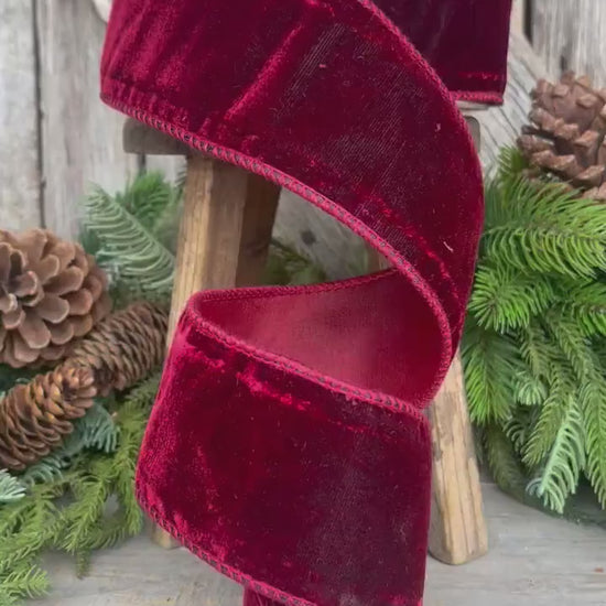 2.5” Burgundy Velvet Ribbon, Maroon Velvet ribbon