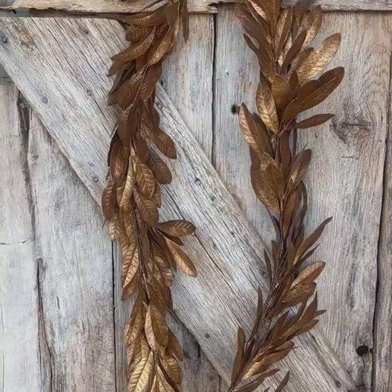 8' Copper Brown Laurel Leaf Garland, CHristmas Tree Garland