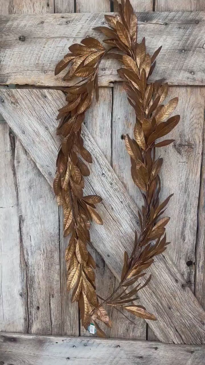 8' Copper Brown Laurel Leaf Garland, CHristmas Tree Garland