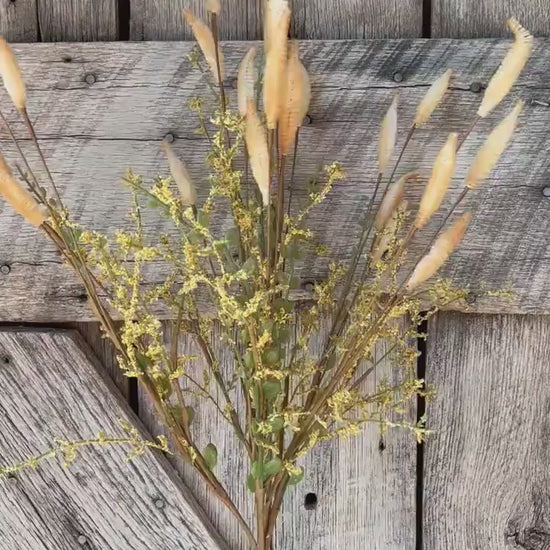 21 inch SALIX MIXED BUSH, Cream Autumn Bush, Cream Fall Spray