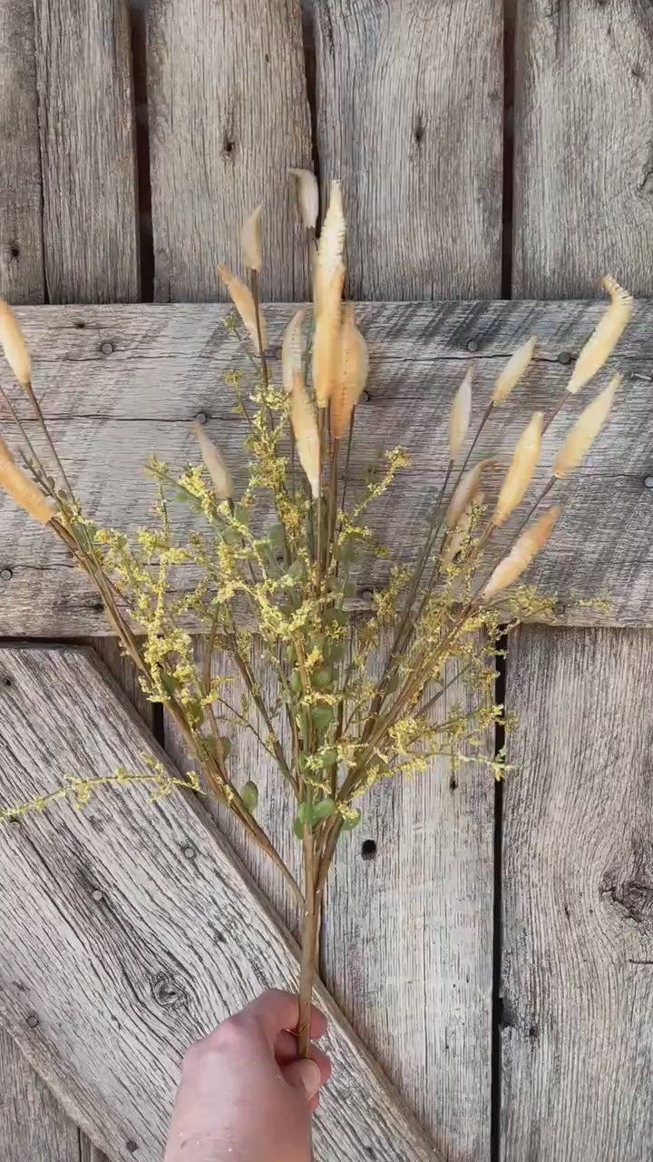 21 inch SALIX MIXED BUSH, Cream Autumn Bush, Cream Fall Spray