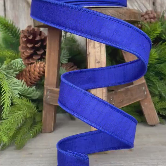 1” Royal Blue Dupion Ribbon, Farrisilk ribbon