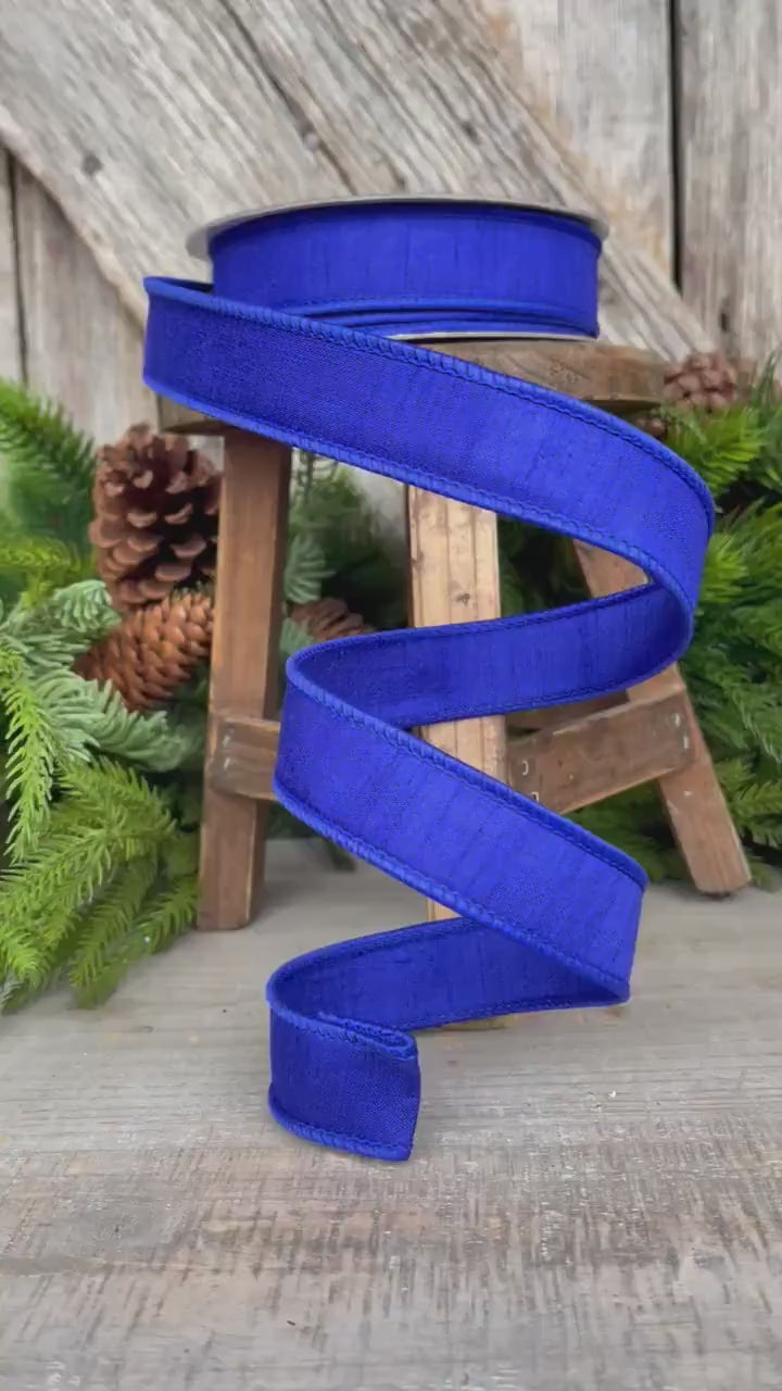 1” Royal Blue Dupion Ribbon, Farrisilk ribbon