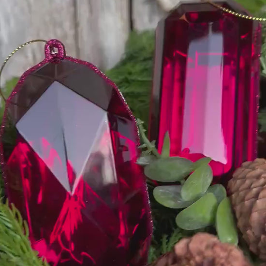 Burgundy Jewel Ornament, Set of 2